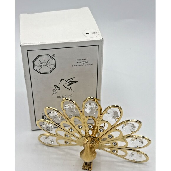 KG & Co. Crystal Temptations 24K Gold Plated Peacock Spectra Swarovski Crystals - Picture 2 of 14